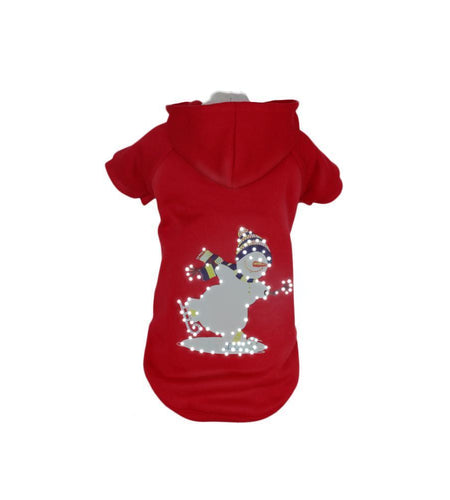 Pet Life ® LED Lighting Holiday Snowman Hooded dog Costume Sweater w/ Included Batteries