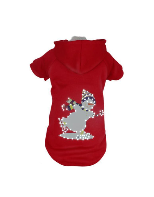 Load image into Gallery viewer, Pet Life ® LED Lighting Holiday Snowman Hooded dog Costume Sweater w/ Included Batteries
