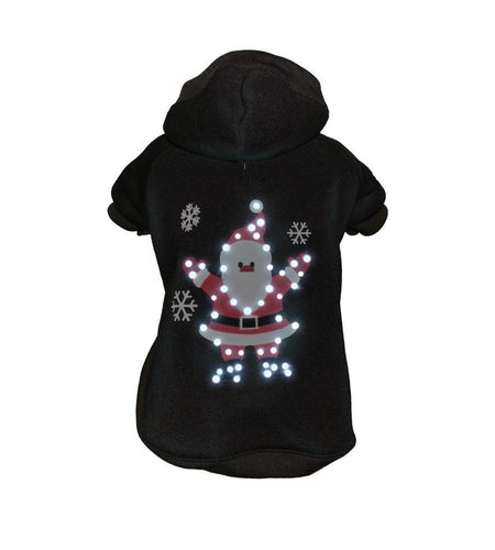 Pet Life ® LED Lighting 'Juggling Santa' Hooded Dog Costume Sweater w/ Included Batteries