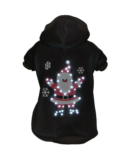 Load image into Gallery viewer, Pet Life ® LED Lighting 'Juggling Santa' Hooded Dog Costume Sweater w/ Included Batteries
