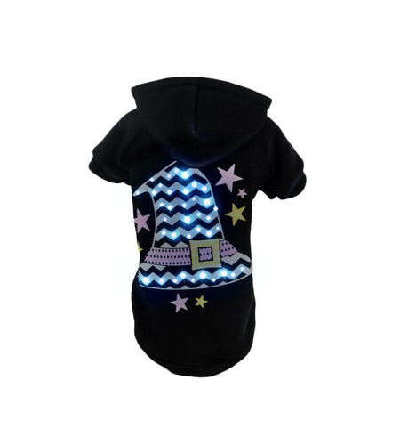 Pet Life ® LED Lighting 'Magical Hat' Hooded Dog Costume Sweater w/ Included Batteries