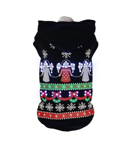 Pet Life ® LED Lighting Patterned Holiday Hooded Dog Costume Sweater w/ Included Batteries