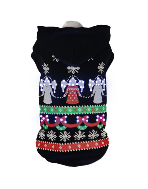 Load image into Gallery viewer, Pet Life ® LED Lighting Patterned Holiday Hooded Dog Costume Sweater w/ Included Batteries
