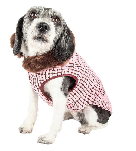Pet Life ®  Luxe 'Beautifur' Box-Stitched Elegant Designer Mink Fur Dog Coat