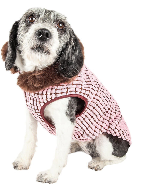 Load image into Gallery viewer, Pet Life ®  Luxe 'Beautifur' Box-Stitched Elegant Designer Mink Fur Dog Coat
