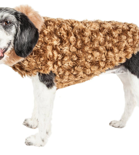 Pet Life ® Luxe 'Furpaw' Shaggy Elegant Fashion Designer Fur Dog Coat
