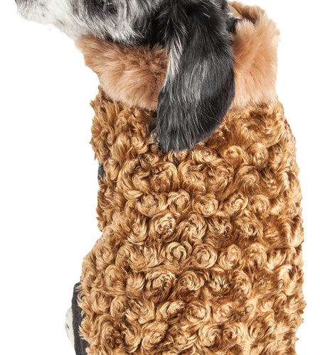 Pet Life ® Luxe 'Furpaw' Shaggy Elegant Fashion Designer Fur Dog Coat