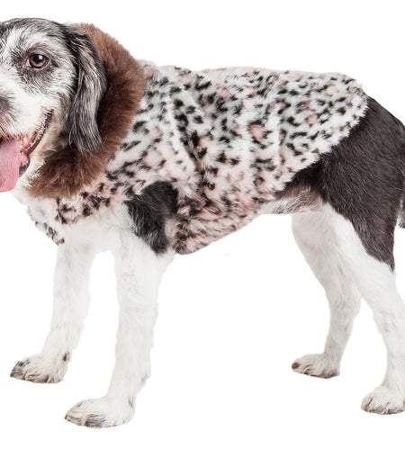 Pet Life ® Luxe 'Furracious' Cheetah Patterned Mink Designer Fashion Fur Dog Coat