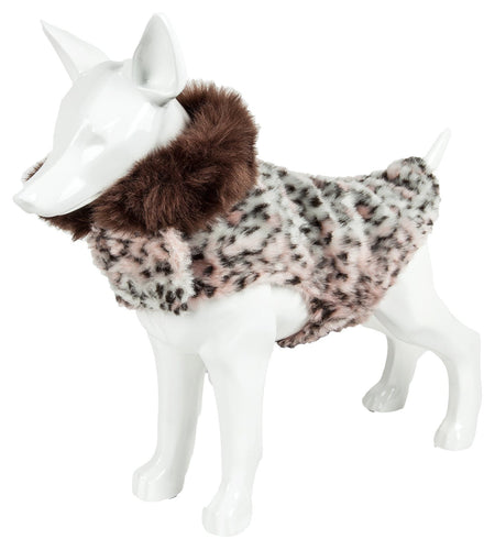 Pet Life ® Luxe 'Furracious' Cheetah Patterned Mink Designer Fashion Fur Dog Coat
