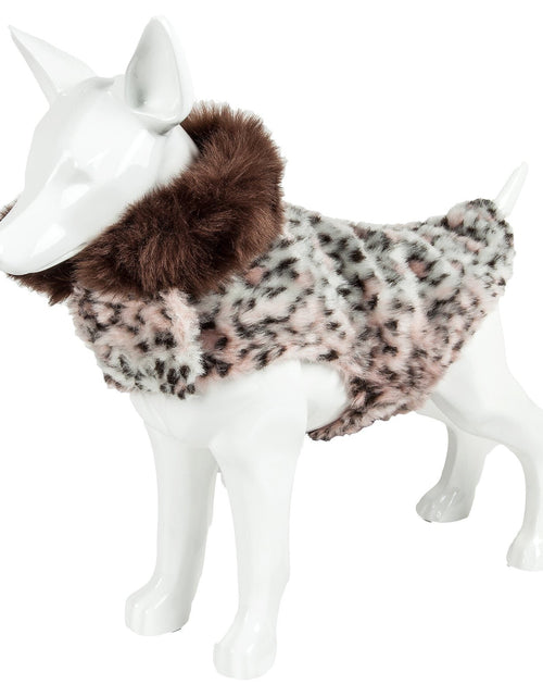 Load image into Gallery viewer, Pet Life ® Luxe 'Furracious' Cheetah Patterned Mink Designer Fashion Fur Dog Coat
