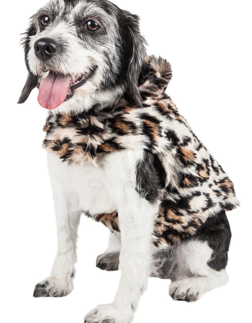 Load image into Gallery viewer, Pet Life ®  Luxe 'Lab-Pard' Dazzling Leopard Patterned Mink Fur Dog Coat
