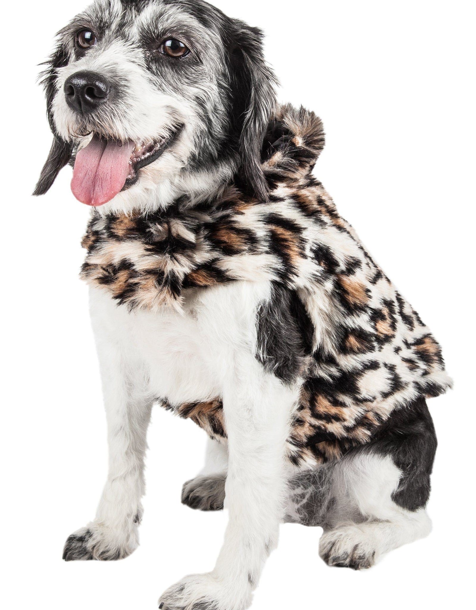 Pet Life ®  Luxe 'Lab-Pard' Dazzling Leopard Patterned Mink Fur Dog Coat
