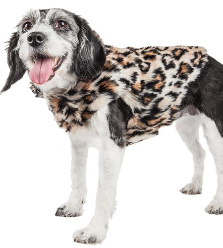 Pet Life ®  Luxe 'Lab-Pard' Dazzling Leopard Patterned Mink Fur Dog Coat
