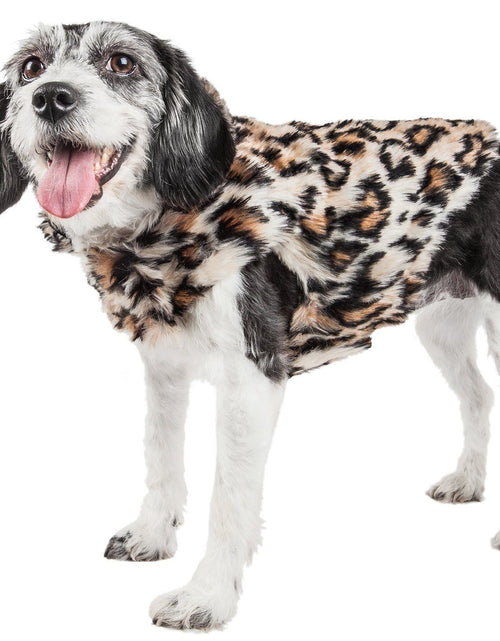 Load image into Gallery viewer, Pet Life ®  Luxe 'Lab-Pard' Dazzling Leopard Patterned Mink Fur Dog Coat

