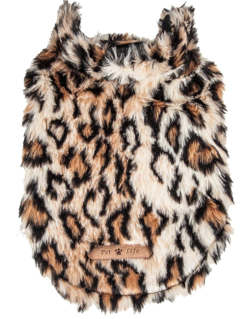 Load image into Gallery viewer, Pet Life ®  Luxe 'Lab-Pard' Dazzling Leopard Patterned Mink Fur Dog Coat
