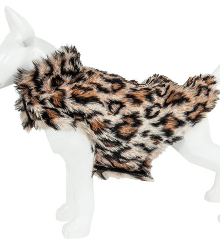 Pet Life ®  Luxe 'Lab-Pard' Dazzling Leopard Patterned Mink Fur Dog Coat