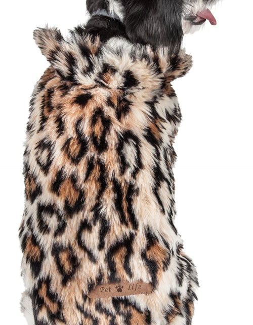 Load image into Gallery viewer, Pet Life ®  Luxe 'Lab-Pard' Dazzling Leopard Patterned Mink Fur Dog Coat
