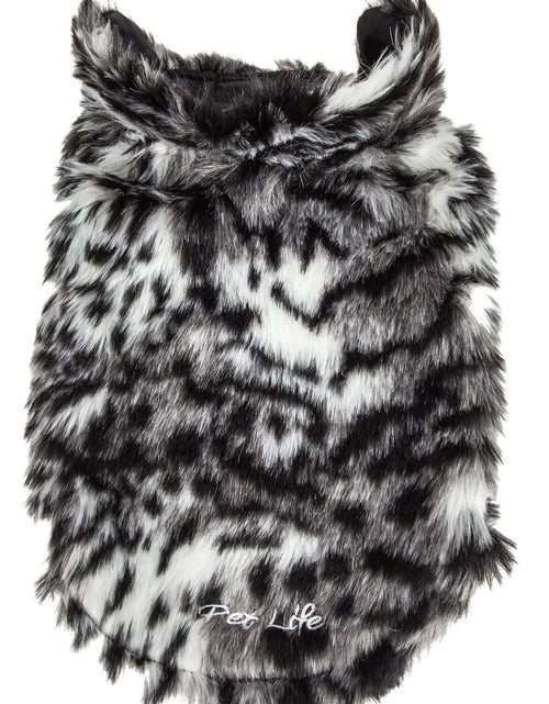 Load image into Gallery viewer, Pet Life ®  Luxe 'Paw Dropping' Designer Gray-Scale Tiger Pattern Mink Fur Dog Coat
