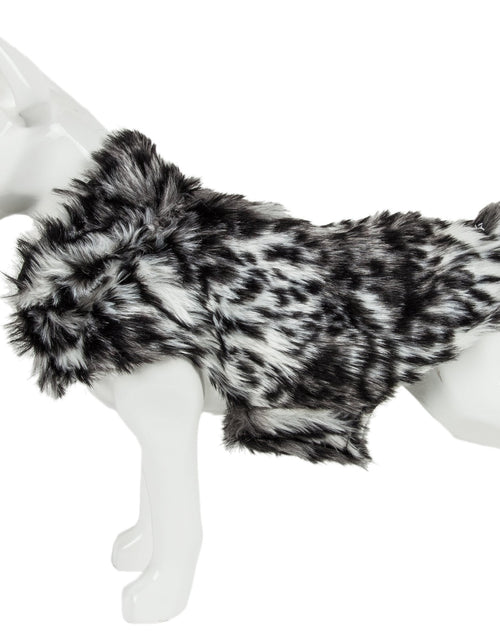 Load image into Gallery viewer, Pet Life ®  Luxe 'Paw Dropping' Designer Gray-Scale Tiger Pattern Mink Fur Dog Coat
