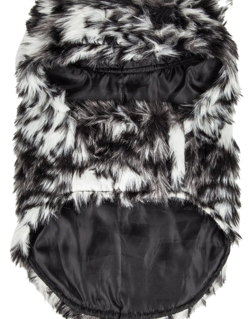Load image into Gallery viewer, Pet Life ®  Luxe 'Paw Dropping' Designer Gray-Scale Tiger Pattern Mink Fur Dog Coat
