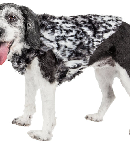 Pet Life ®  Luxe 'Paw Dropping' Designer Gray-Scale Tiger Pattern Mink Fur Dog Coat