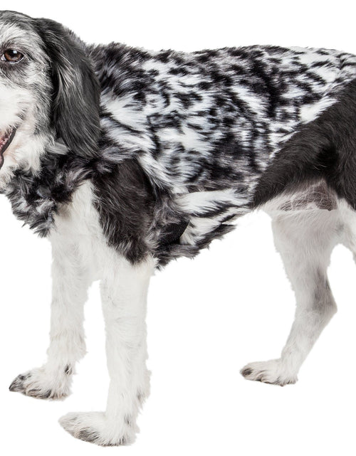 Load image into Gallery viewer, Pet Life ®  Luxe 'Paw Dropping' Designer Gray-Scale Tiger Pattern Mink Fur Dog Coat
