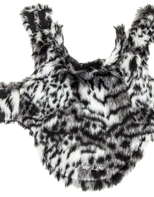 Load image into Gallery viewer, Pet Life ®  Luxe 'Paw Dropping' Designer Gray-Scale Tiger Pattern Mink Fur Dog Coat
