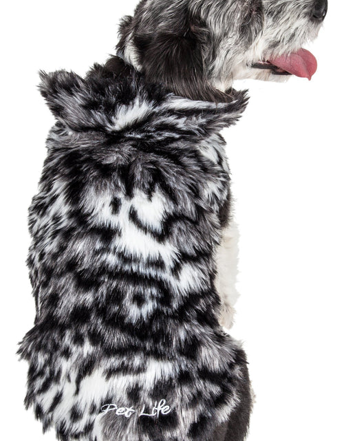 Load image into Gallery viewer, Pet Life ®  Luxe 'Paw Dropping' Designer Gray-Scale Tiger Pattern Mink Fur Dog Coat
