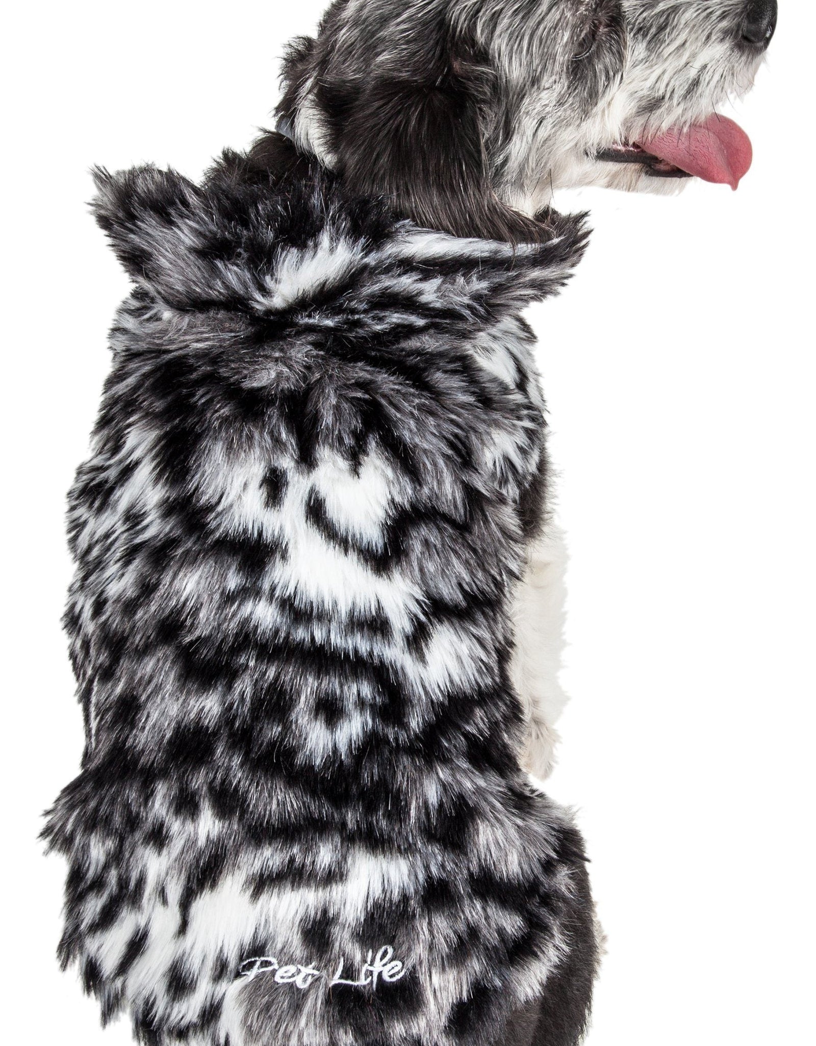 Pet Life ®  Luxe 'Paw Dropping' Designer Gray-Scale Tiger Pattern Mink Fur Dog Coat