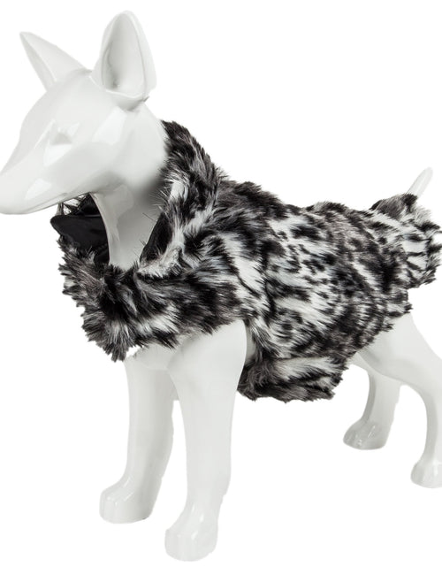 Load image into Gallery viewer, Pet Life ®  Luxe 'Paw Dropping' Designer Gray-Scale Tiger Pattern Mink Fur Dog Coat
