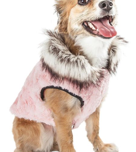 Pet Life ®  Luxe 'Pinkachew' Charming Fashion Mink Fur Dog Coat