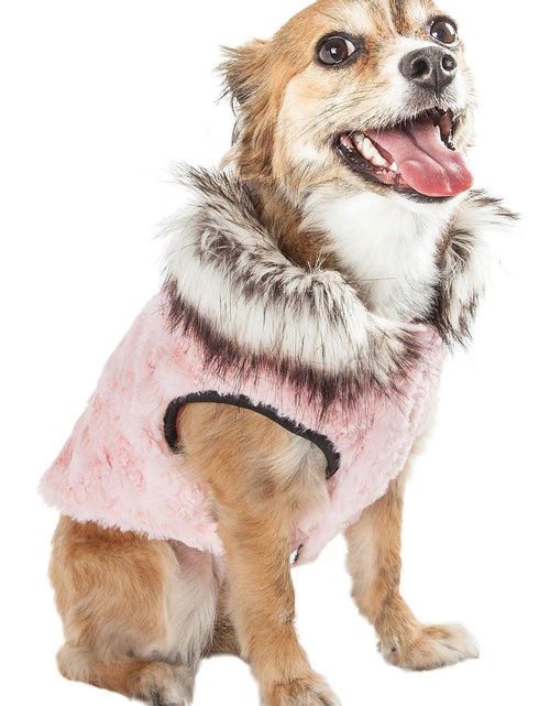 Load image into Gallery viewer, Pet Life ®  Luxe 'Pinkachew' Charming Fashion Mink Fur Dog Coat
