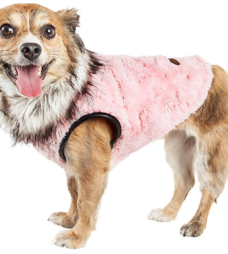 Pet Life ®  Luxe 'Pinkachew' Charming Fashion Mink Fur Dog Coat