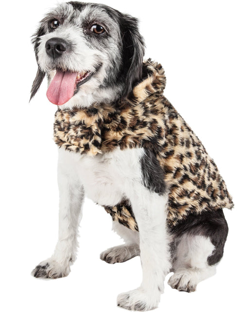 Load image into Gallery viewer, Pet Life ®  Luxe 'Poocheetah' Cheetah-Spotted Designer Mink Fur Dog Coat

