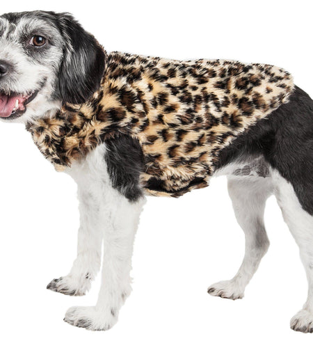 Pet Life ®  Luxe 'Poocheetah' Cheetah-Spotted Designer Mink Fur Dog Coat