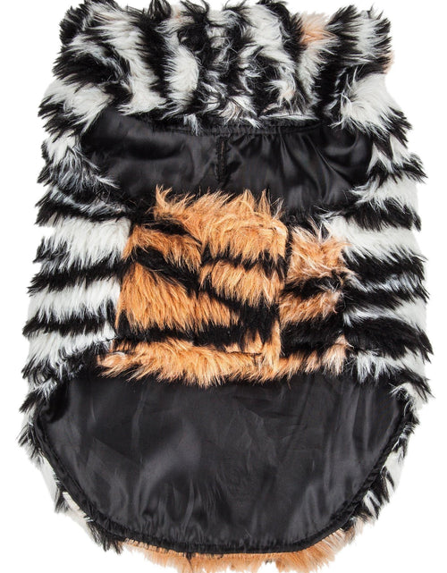 Load image into Gallery viewer, Pet Life ®  Luxe 'Tigerbone' Tiger-Patterned Mink Fashion Fur Dog Jacket
