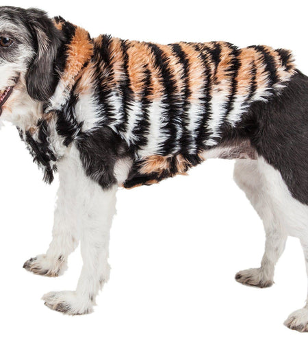 Pet Life ®  Luxe 'Tigerbone' Tiger-Patterned Mink Fashion Fur Dog Jacket