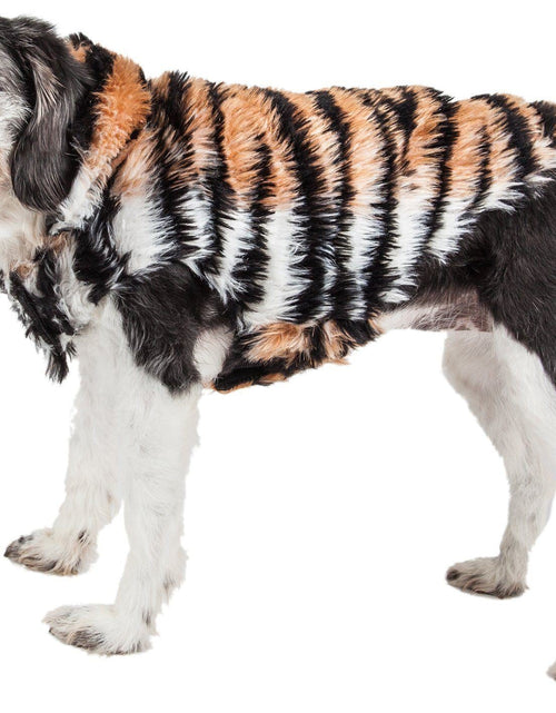 Load image into Gallery viewer, Pet Life ®  Luxe 'Tigerbone' Tiger-Patterned Mink Fashion Fur Dog Jacket
