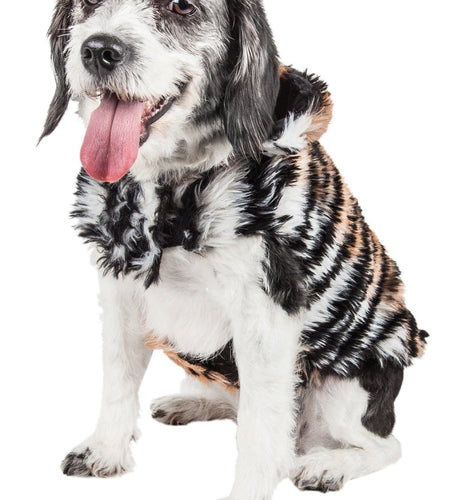 Pet Life ®  Luxe 'Tigerbone' Tiger-Patterned Mink Fashion Fur Dog Jacket