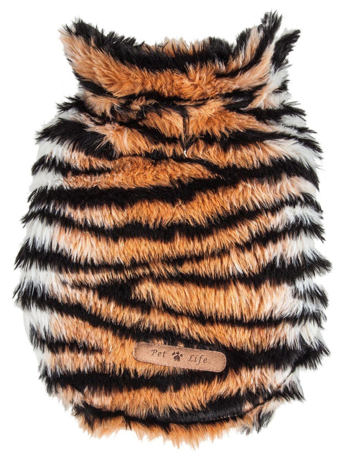 Load image into Gallery viewer, Pet Life ®  Luxe 'Tigerbone' Tiger-Patterned Mink Fashion Fur Dog Jacket
