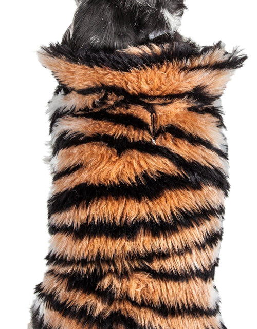 Load image into Gallery viewer, Pet Life ®  Luxe 'Tigerbone' Tiger-Patterned Mink Fashion Fur Dog Jacket
