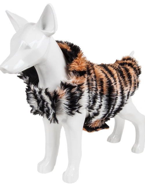 Load image into Gallery viewer, Pet Life ®  Luxe 'Tigerbone' Tiger-Patterned Mink Fashion Fur Dog Jacket
