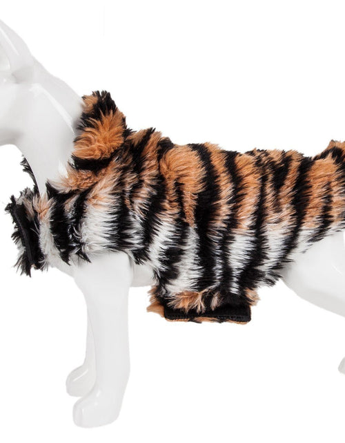Load image into Gallery viewer, Pet Life ®  Luxe 'Tigerbone' Tiger-Patterned Mink Fashion Fur Dog Jacket
