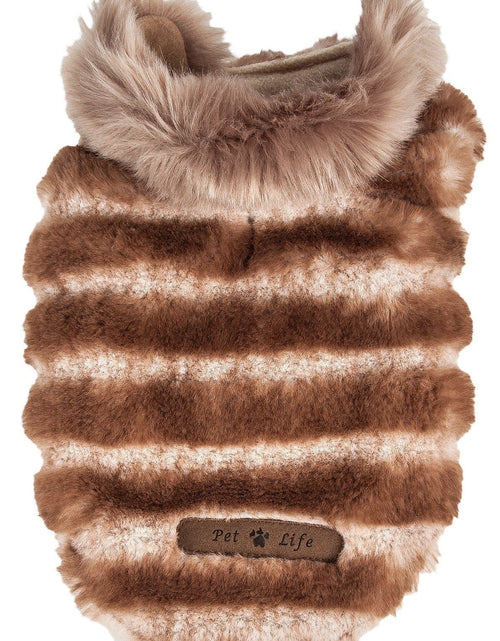 Load image into Gallery viewer, Pet Life ® Luxe 'Tira-Poochoo' Tiramisu Patterned Mink Fur Designer Dog Jacket
