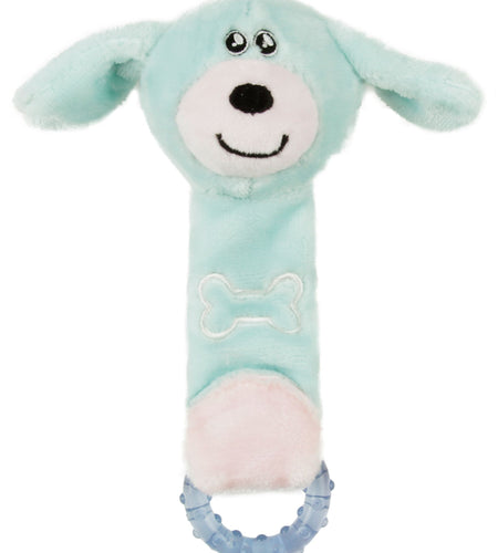 Pet Life ® Moo-Born' Plush and Rubber Squeaking Newborn Teething Cat and Dog Toy
