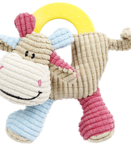 Pet Life ® 'Moo-cifier' Plush Squeaking and Rubber Teething Newborn Puppy Dog Toy