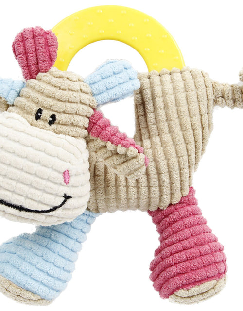 Load image into Gallery viewer, Pet Life ® 'Moo-cifier' Plush Squeaking and Rubber Teething Newborn Puppy Dog Toy
