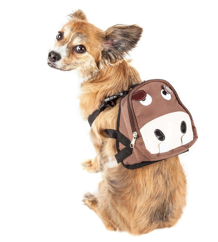 Pet Life ®  'Mooltese' Large-Pocketed Animated Fashion Dog Harness Backpack