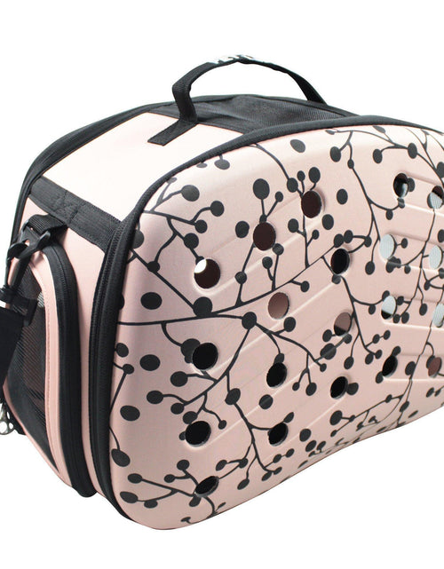 Load image into Gallery viewer, Pet Life ® 'Narrow Shelled' Perforated Lightweight Collapsible Military Grade Fashion Designer Travel Pet Dog Carrier Crate
