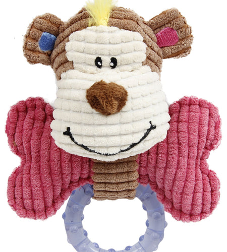 Pet Life ® 'Paci-Plush' Plush Squeaking and Rubber Teething Newborn Puppy Dog Toy